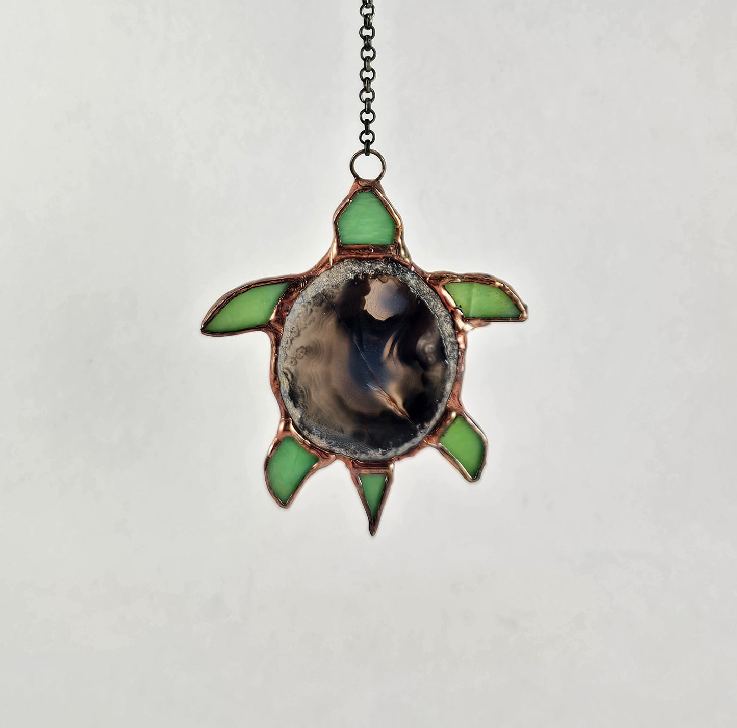 Small Hanging Agate Turtle Stained Glass