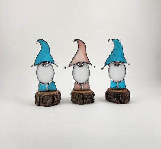 Wooden Base Gnome Stained Glass