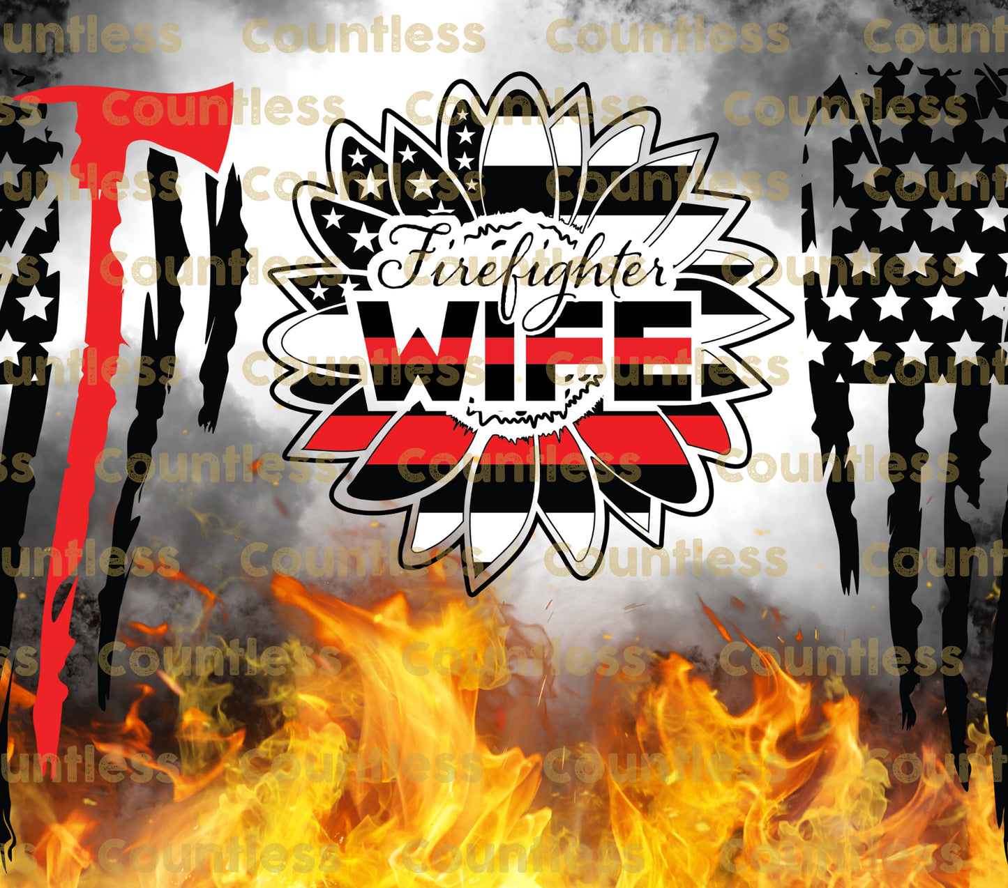 Firefighter Wife Sunflower Axe Tumbler