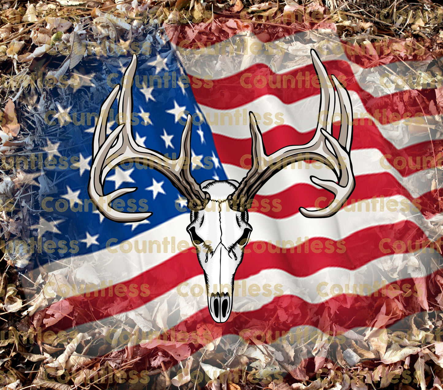 Deer Skull American Flag Tumbler