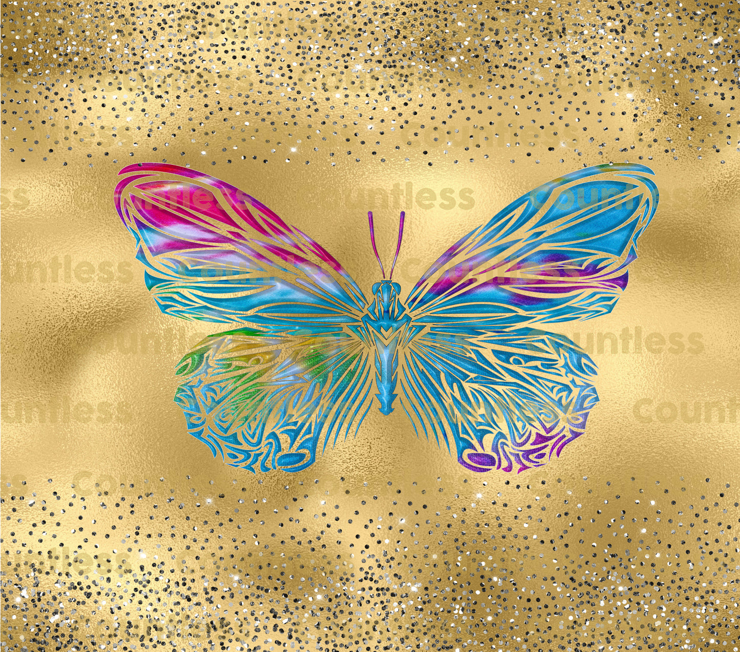 Gold Rainbow Butterfly Tumbler