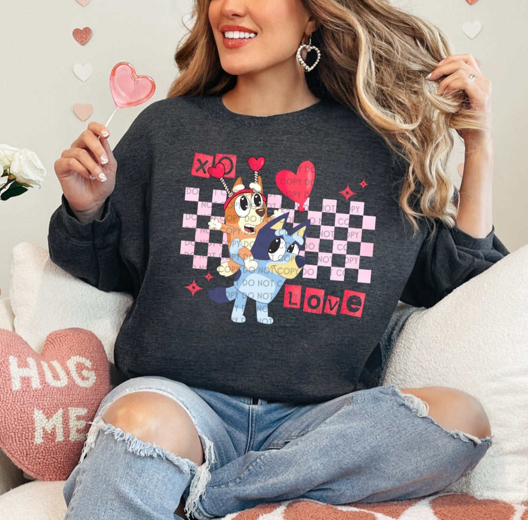 Valentine Blue Dog Sweater/ Tee