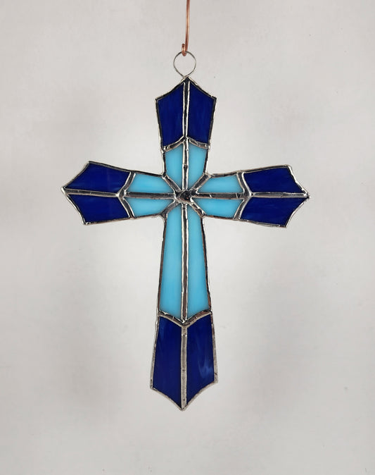 Hanging Gothic Cross Stained Glass