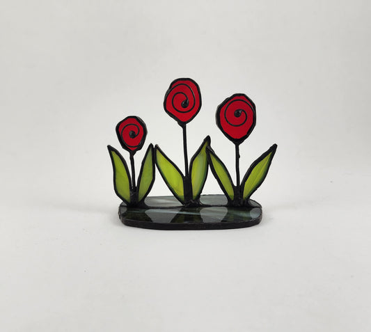 Small Roses on Glass Base Stained Glass