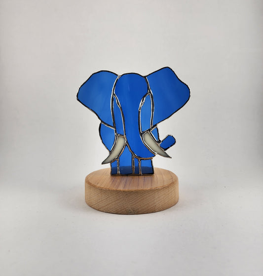 Wooden Base Elephant Stained Glass