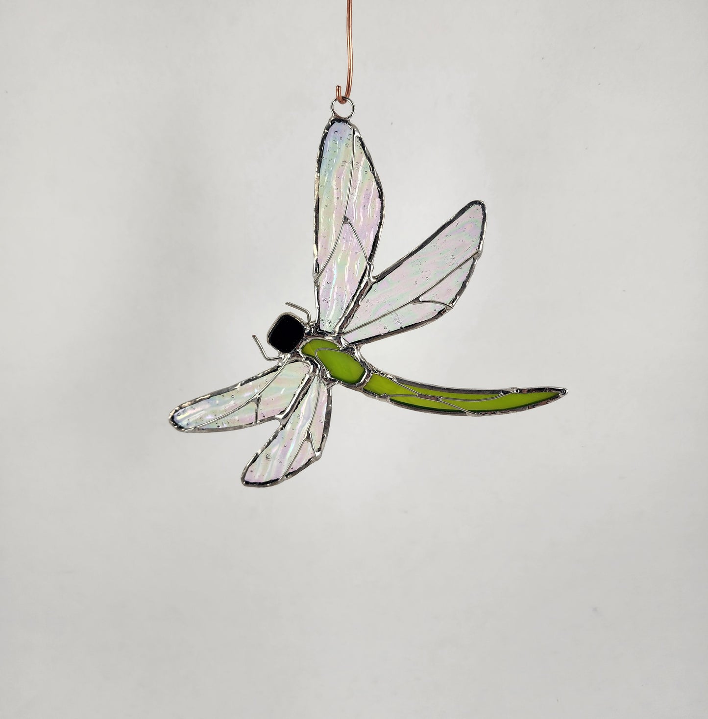 Hanging Iridescent Dragonfly Stained Glass