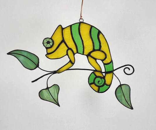 Hanging Chameleon Stained Glass