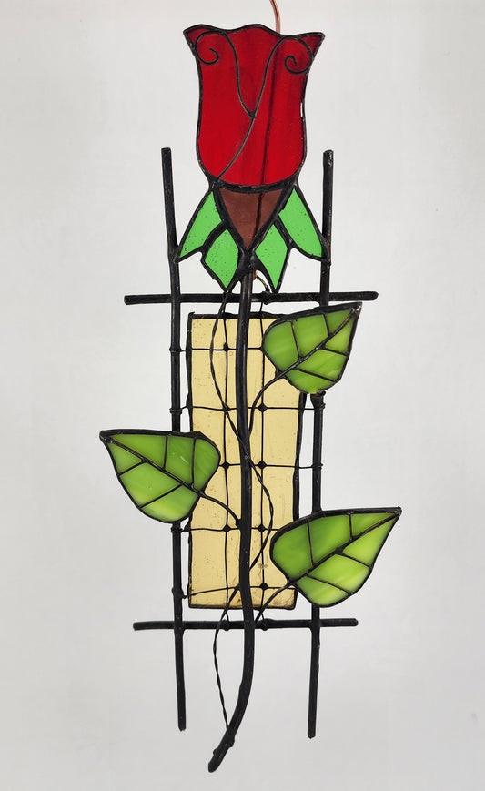 Hanging Gothic Rose Suncatcher Stained Glass