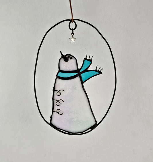 Hanging Snowman Stained Glass