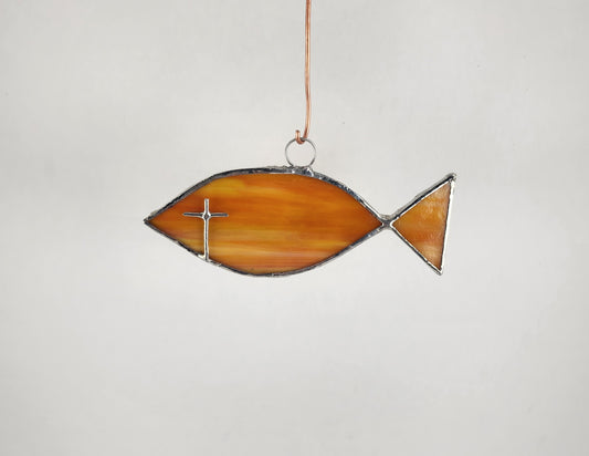 Hanging Jesus Fish Stained Glass