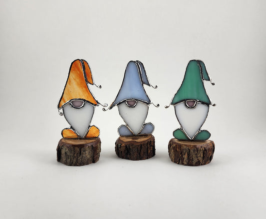 Wooden Base Gnome Stained Glass