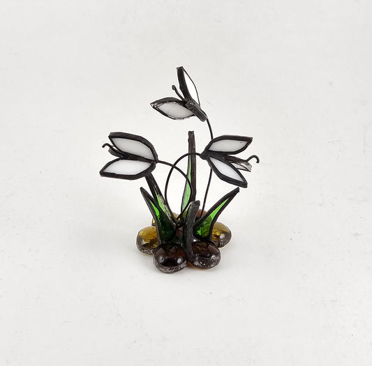 White Lily's on Glass Bead Base Stained Glass