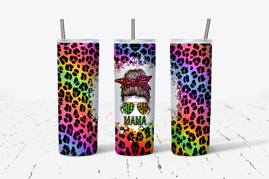 Mama Rainbow Leopard Tumbler