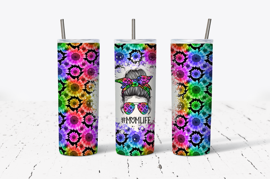 Mom Life Ombre Rainbow Sunflower Tumbler