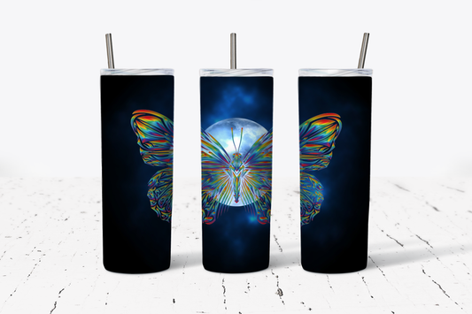 Rainbow Butterfly Moon Tumbler