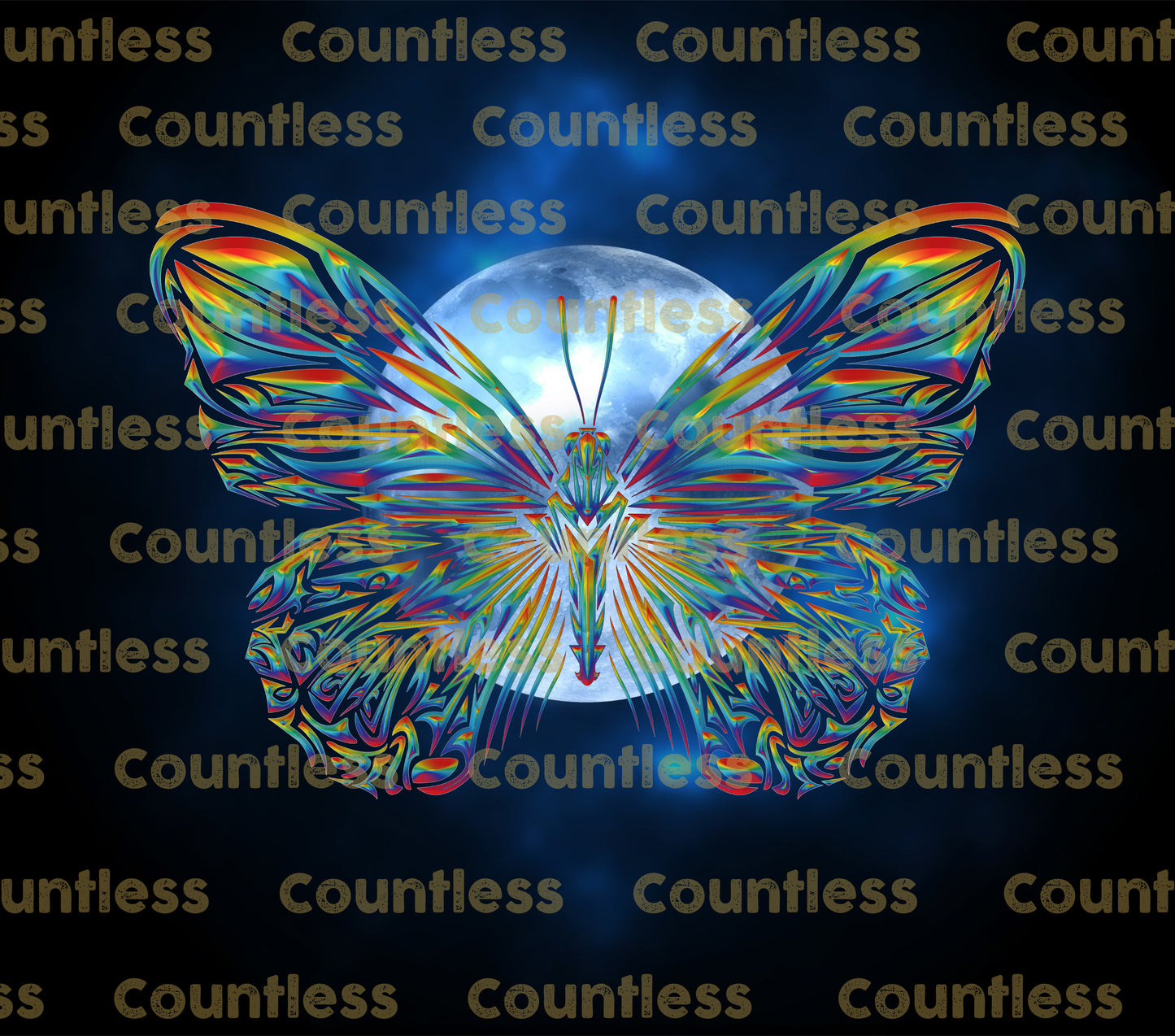 Rainbow Butterfly Moon Tumbler