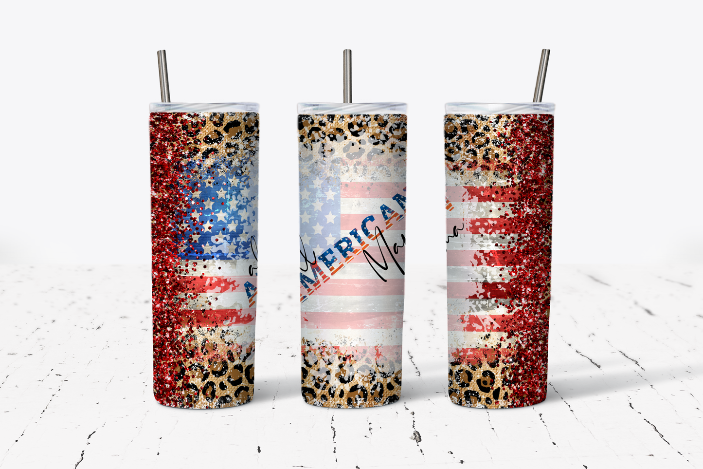 All American Mama Leopard Tumbler