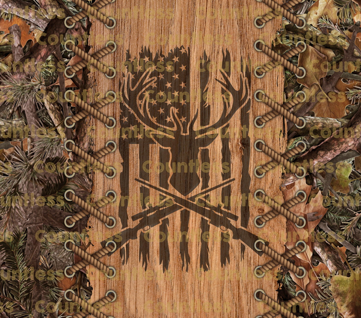 Deer Hunting Camo Flag Tumbler