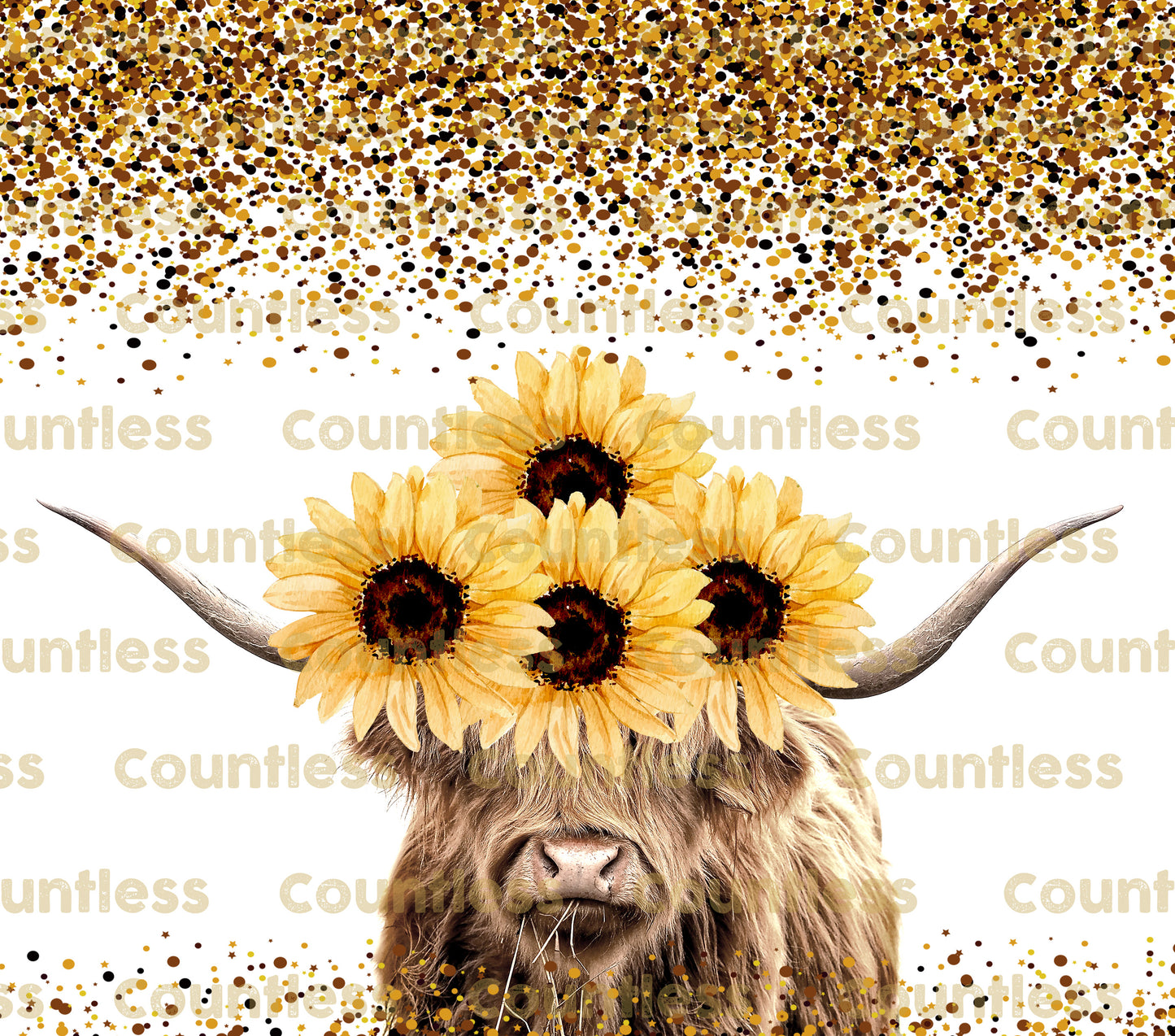 Highland Cow Gold Glitter Tumbler