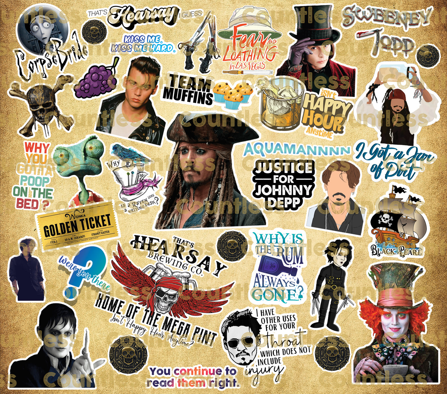 Depp Collage Tan Background Tumbler