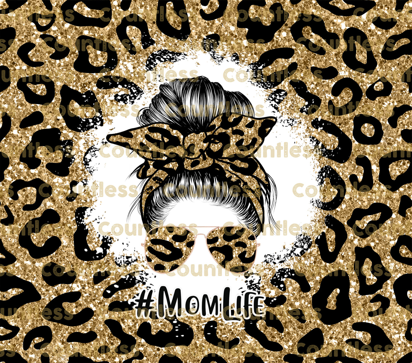 Mom Life Gold Glitter Leopard Tumbler