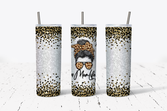 Mom Life Leopard Glitter Tumbler