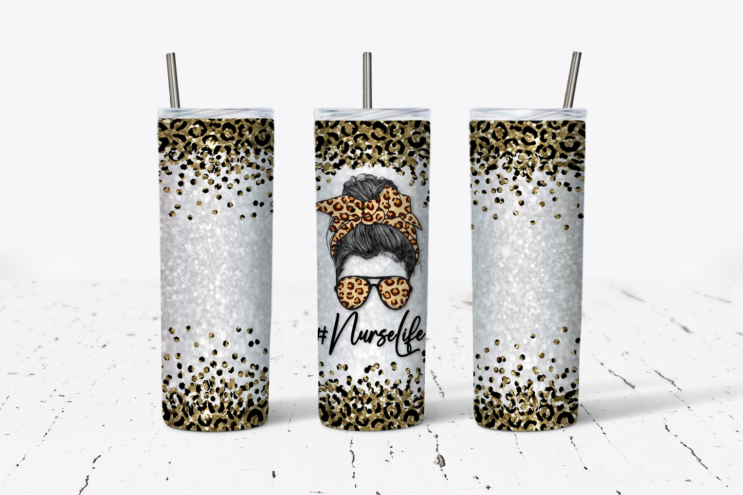 Nurse Life Leopard Tumbler