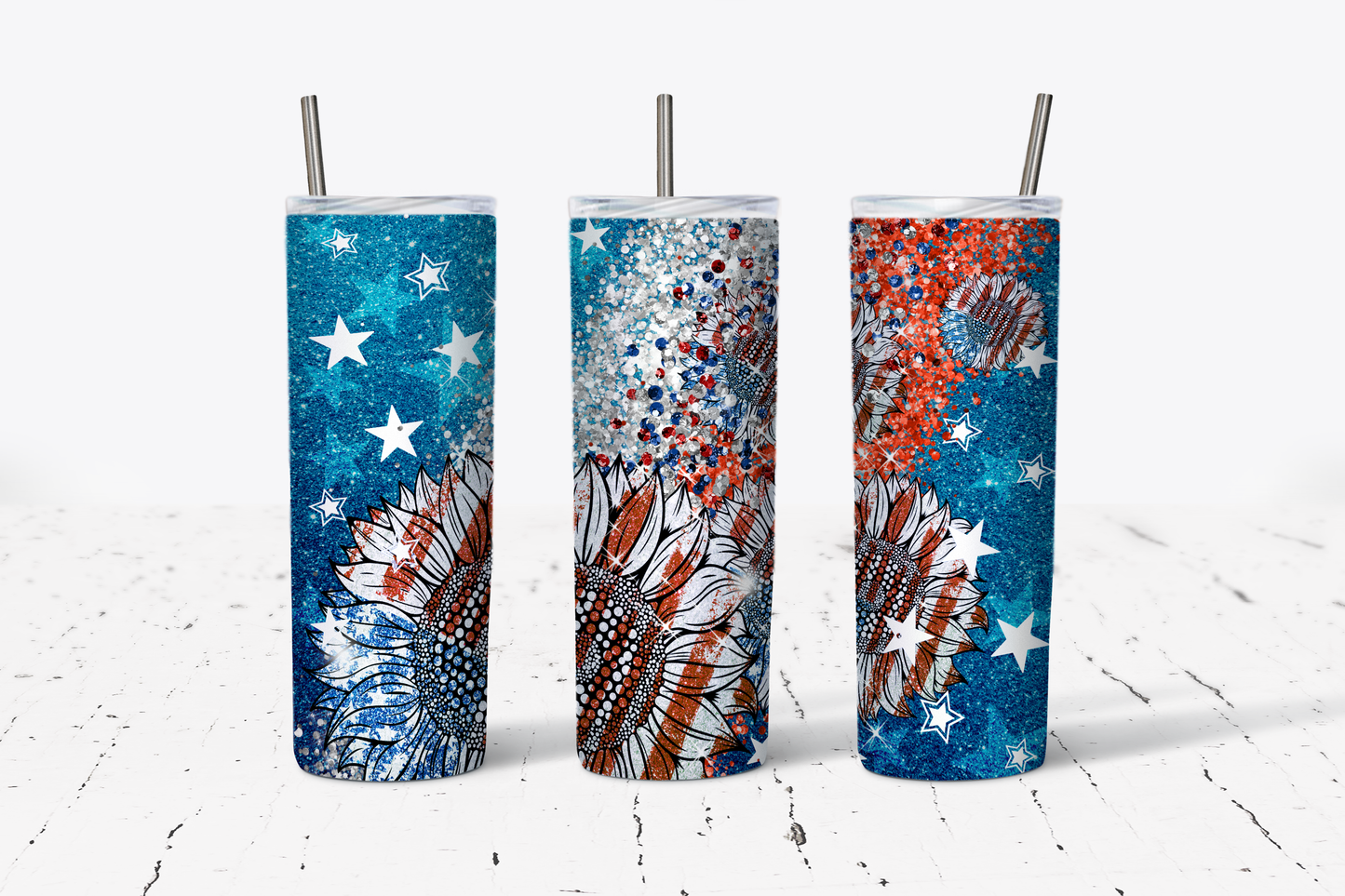 Patriotic Sunflowers Tumbler