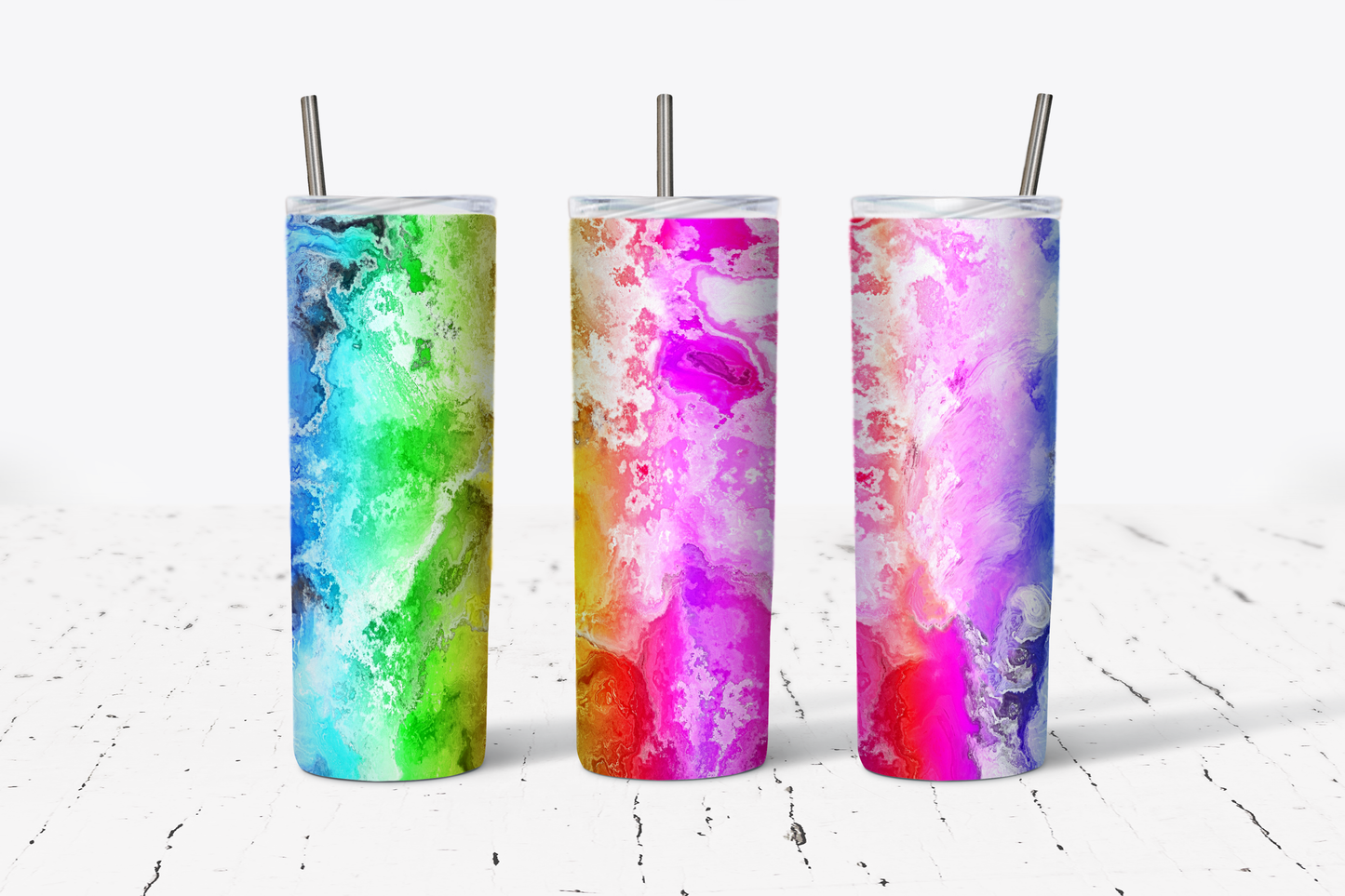 Alcohol Ink Rainbow Tumbler