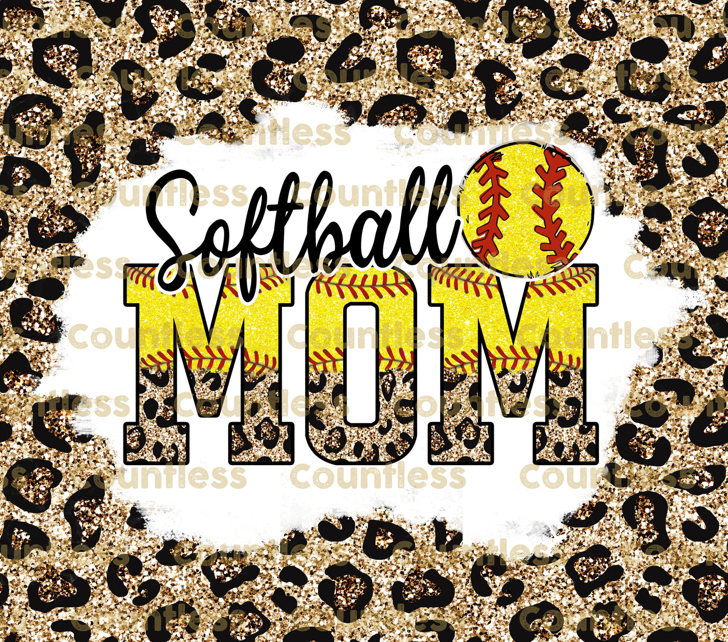 Softball Mom Glitter Leopard Tumbler