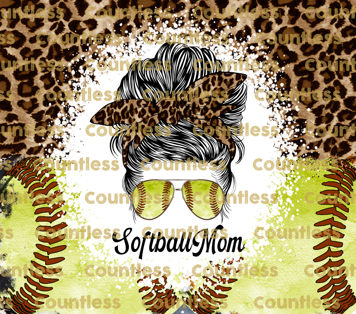 Softball Mom Messy Bun Tumbler