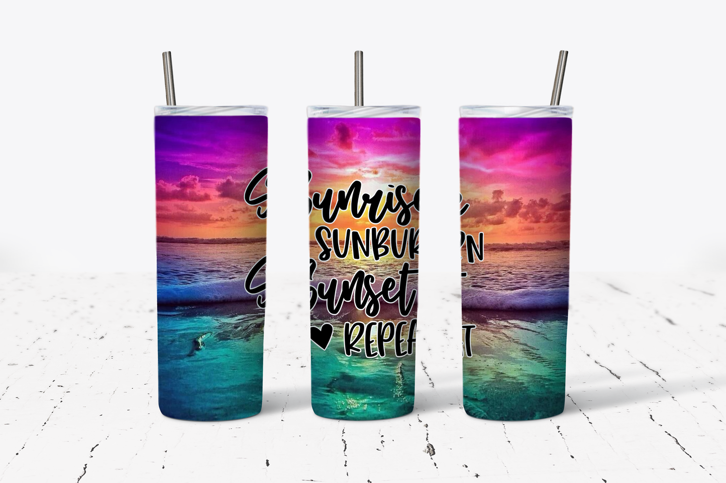 Sunrise Sunburn Sunset Repeat Tumbler