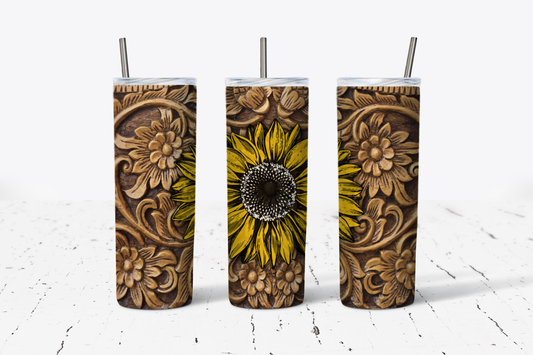 Leather Sunflower Tumbler